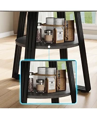 gaomon Round Dining Table for 4-6, 47.2 in Farmhouse Kitchen Table with Storage, Circle Dinner Tables for Kitchen, Dining Room, Living Room.