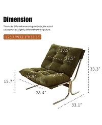 Rainsken Modern Accent Chair, Upholstered Reading Chair with Metal Chrome Frame, Comfy Living Room Chair for Home Office and Bedroom