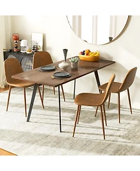 Gymax Dining Chair Set of 4 Faux Pu Leather Upholstered Kitchen Chairs with Metal Legs