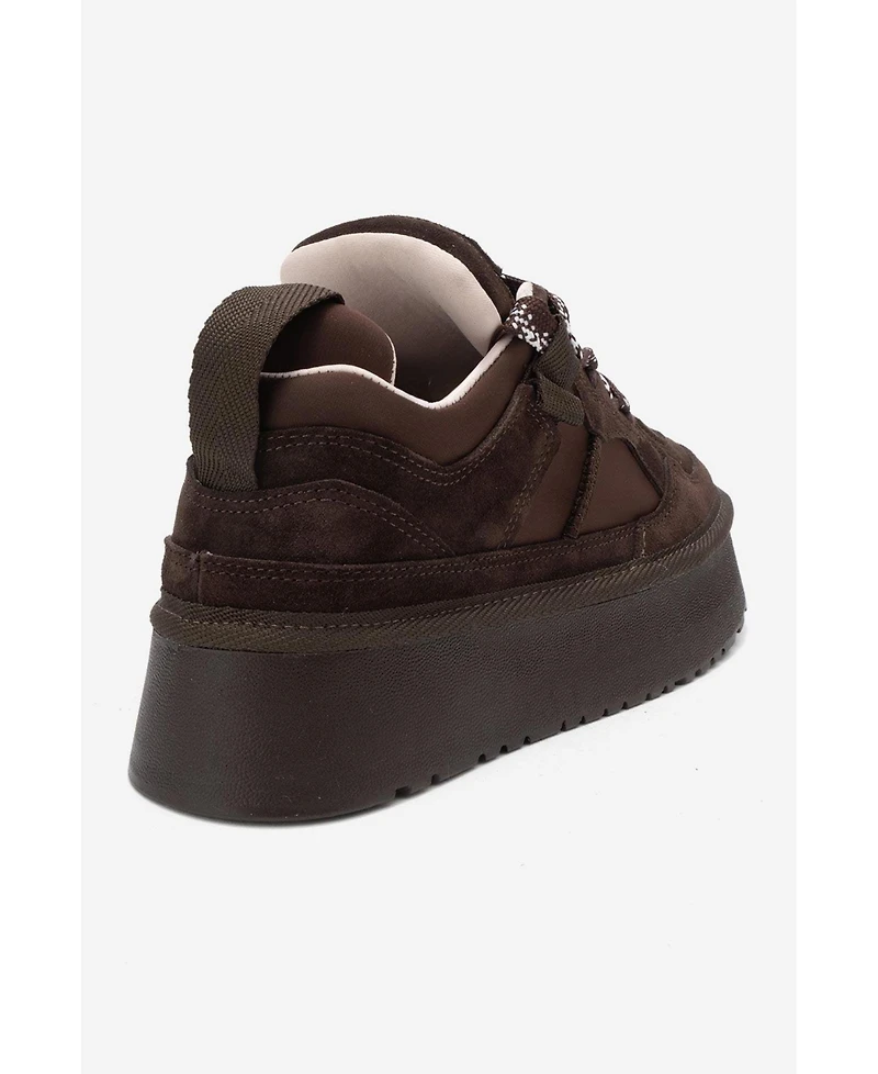 Forever & Always Shoes Women's Riven Leather Platform Sneaker