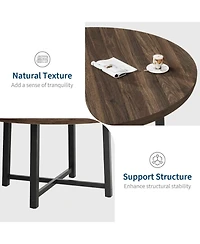 gaomon 47" Round Dining Table for 4, Modern Industrial Kitchen Table with Thick Tabletop and Sturdy Metal Base, Space-Saving Wooden Kitchen