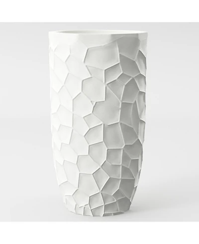 LuxenHome MgO Geometric Pattern Round 22" Tall Planter