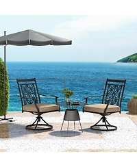 Gymax Patio Metal Swivel Chairs Set of Fabric Bistro Rocker Chairs w/ Curved Armrests
