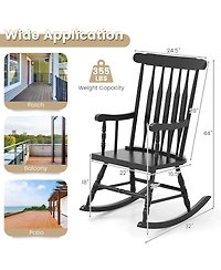 Gymax Wooden Rocking Chair Single Rocker Indoor Garden Patio Yard