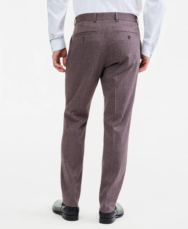 Kenneth Cole Reaction Men's Eggplant Herringbone Slim Techni-Cole Pants