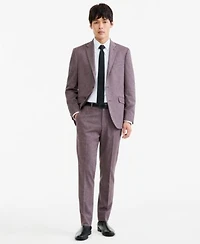 Kenneth Cole Reaction Mens Eggplant Herringbone Slim Fit Techni Cole Suit Separates