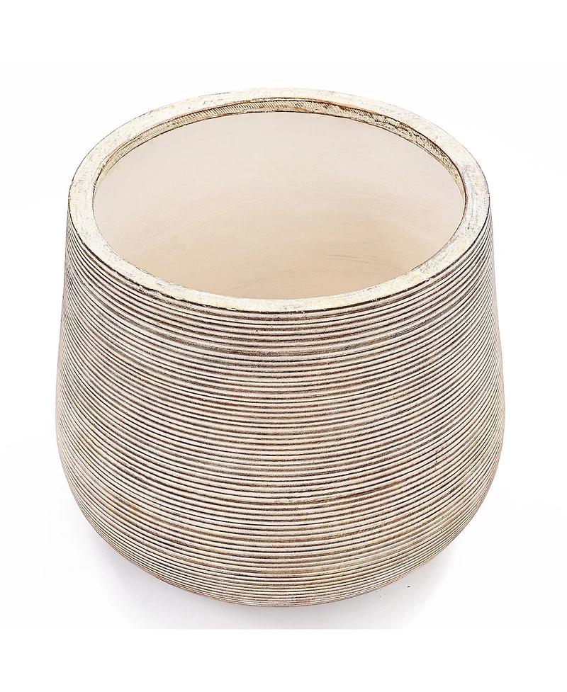 LuxenHome LuxenHome Distressed Tan MgO Tapered Round Planter