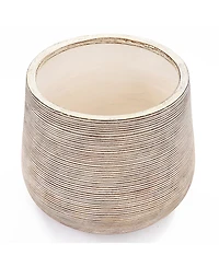 LuxenHome LuxenHome Distressed Tan MgO Tapered Round Planter