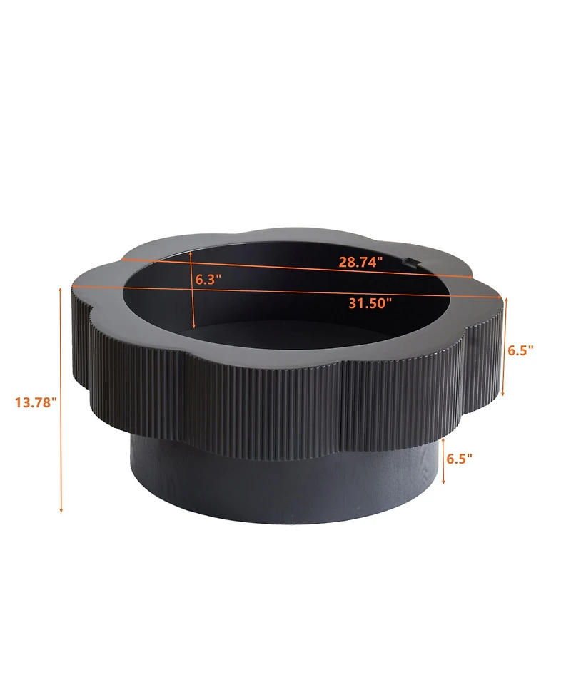 Rainsken Flower Shaped Coffee Table, 31.5" Modern Wood Center Table with Storage for Living Room