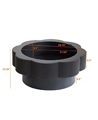 Rainsken Flower Shaped Coffee Table, 31.5" Modern Wood Center Table with Storage for Living Room