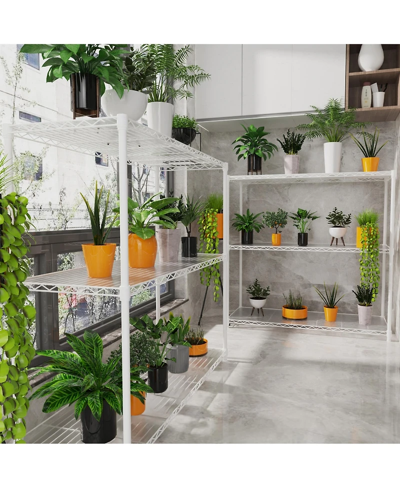 Rainsken 3 Tier Wire Shelving Unit, Heavy Duty Metal Rack, Adjustable Shelves Organizer Rack with Shelf Liners, 1050 Lbs Capacity for Garage