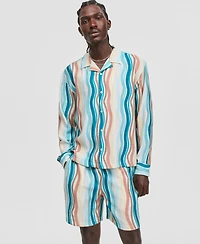 Mode of One Men's Wave Stripe Long Sleeve Shirt, Macy's Exclusive