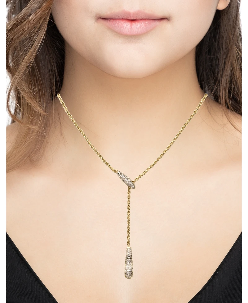 And Now This Clear Cubic Zirconia Lariat Necklace