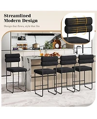 Gymax Set of 4 Counter Height Bar Stools 26'' w/ Metal Frame and Footrest