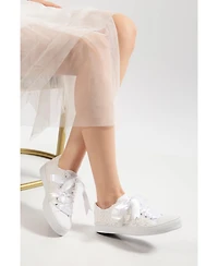 Forever & Always Shoes Women's Marvelle Pearl Lace Bridal Sneaker