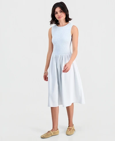 And Now This Petite Chambray Smocked Midi Dress, Macy's Exclusive