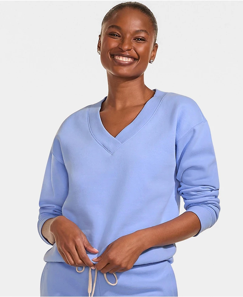 Lands' End Women's Long Sleeve Serious Sweats V-neck Sweatshirt