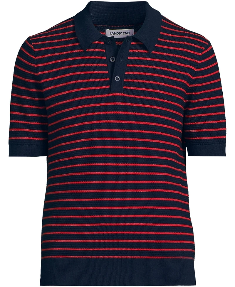Lands' End Men's Short Sleeve Fine Gauge Sweater Polo