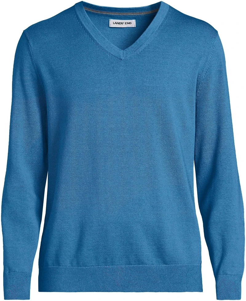 Lands' End Men's Fine Gauge Cotton V Neck Sweater