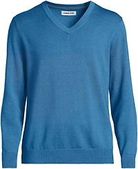 Lands' End Men's Fine Gauge Cotton V Neck Sweater
