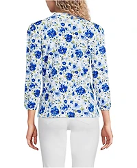 Lands' End Women's Lightweight Jersey Button Pintuck Top