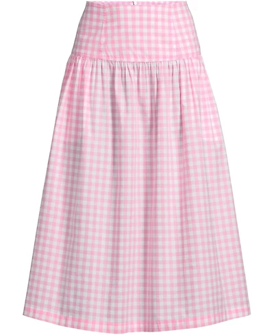 Lands' End Women's Poplin Drop Waist Midi Skirt - Set Bottom