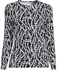 Lands' End Plus Long Sleeve Crewneck Garden Tee - Sunshade Upf 50 Quick Dry