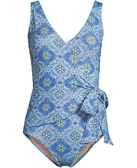 Lands' End Plus Size Side Tie Wrap One Piece Swimsuit