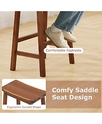 Gymax Saddle-Seat Counter Height Stools Set of 4 Backless Barstools w/ Curved Seat