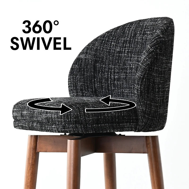 Maison Boucle 25.5" Swivel Counter Height Stools with Solid Wood Legs Set of 2