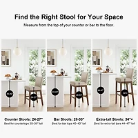 Maison Boucle 25.5" Swivel Counter Height Stools with Solid Wood Legs Set of 2