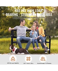 Gouun Metal Outdoor Patio Bench with Armrests and Backrest