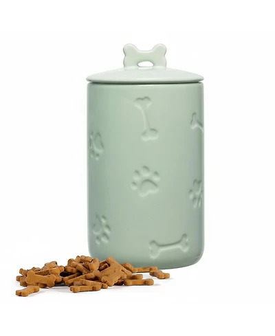 Aronkl Ceramic Pet Treat Jar Airtight Large Food Storage Farmhouse Style with Lid