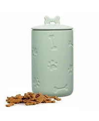 Aronkl Ceramic Pet Treat Jar Airtight Large Food Storage Farmhouse Style with Lid