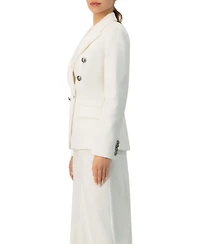 Ivonne Women's Double-Breasted Blazer with Flap Pockets