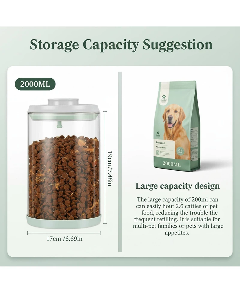 Aronkl Airtight Glass Jar for Pet Food Kibble Snacks Pantry Storage