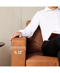 gaomon Leather Sofa, Mid-Century Modern Couch, 3-Seater Sofa with Armrests and Comfy Cushions, Pu Deep Seat Sofas for Living Room, Bedroom, Office