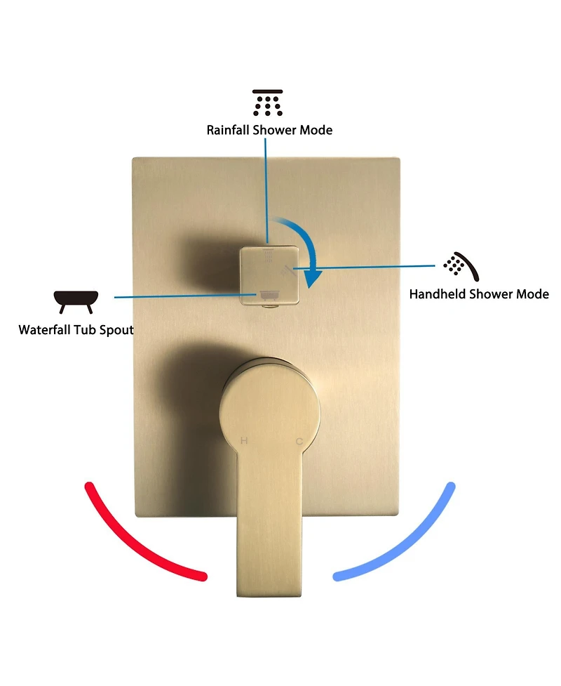 Busdays Brushed Luxury Shower System, Rain Shower Head and Handheld Combo, Wall Mounted with Valve