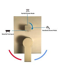 Busdays Brushed Luxury Shower System, Rain Shower Head and Handheld Combo, Wall Mounted with Valve