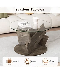 Slickblue Round Glass Coffee Table Modern Center Table