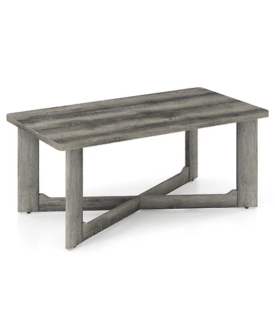 Slickblue Coffee Table with Rubber Wood X Shaped Base