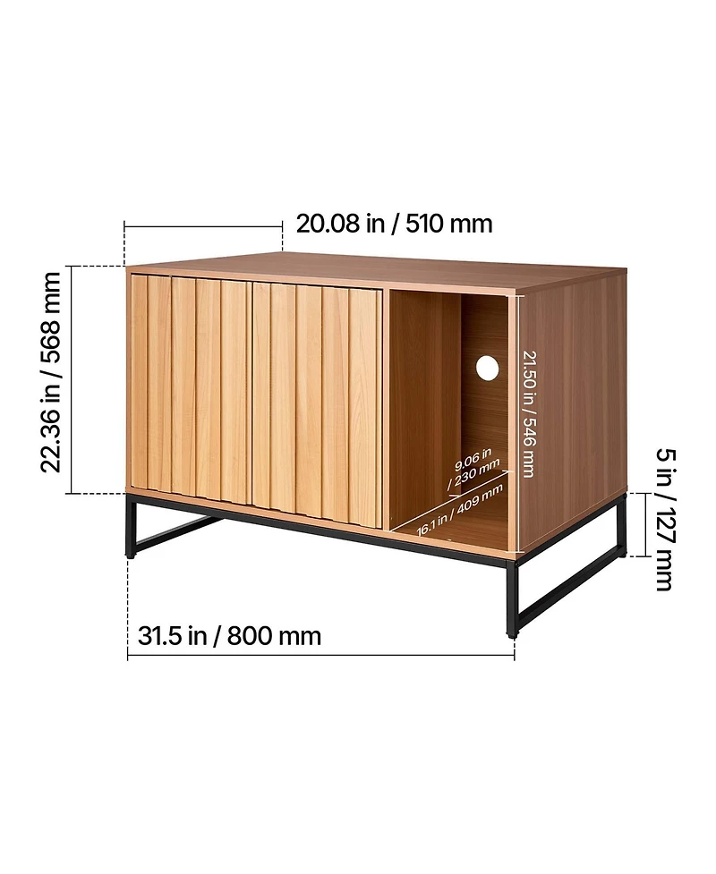 Aostirmotor 31.5" Hidden Cat Litter Box Enclosure Furniture with Scratch Pad and Storage, Waterproof End Table, Fits Most Litter Boxes