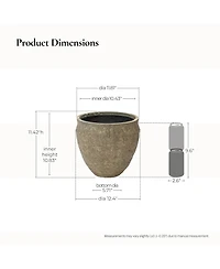 LuxenHome Dia Concrete Large Round Planter Pot, Rustic Textured Pot with Drainage Hole, Indoor Outdoor Plant Pot for Home Garden Patio