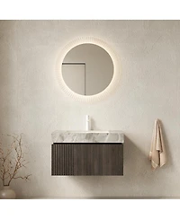Sillysis Italian Wall Mounted Bathroom Vanity with Sintered Stone Top, Ceramic Undermount Sink, Soft Close Drawer Storage