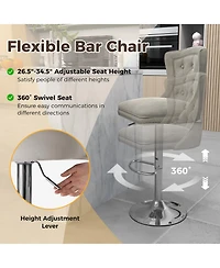 Gymax 4 Pcs Dutch Velvet Bar Stool w/ Footrest Electroplated Metal Base and Anti-Slip Ring