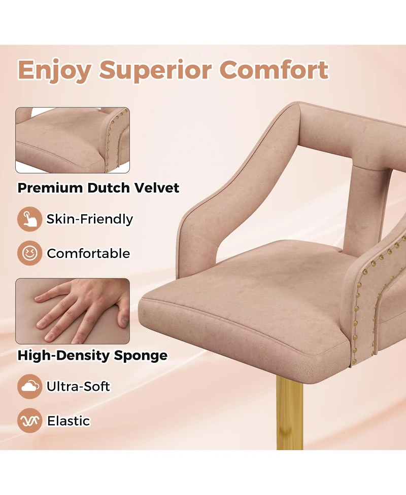 Gymax 4 Pcs Adjustable Swivel Bar Stool w/ Footrest 2-Layer Electroplated Metal Base