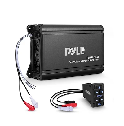 Pyle 4-Ch. Waterproof Rated Marine Amplifier Kit with Wireless Bt Control and Rca Input (PLUTVRKBT200X4)