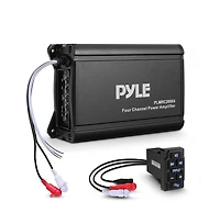 Pyle 4-Ch. Waterproof Rated Marine Amplifier Kit with Wireless Bt Control and Rca Input (PLUTVRKBT200X4)
