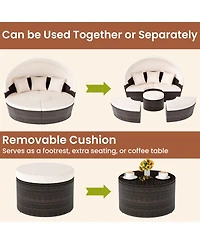 Gouun Patio Round Sectional Daybed with Retractable Canopy