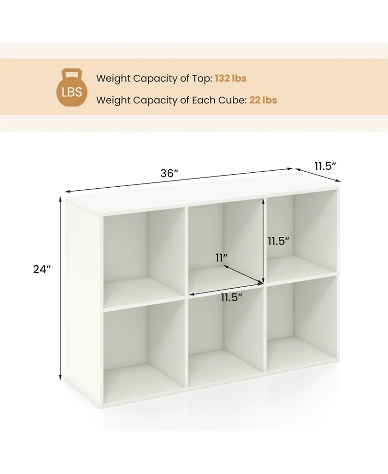 Gouun 6-Cube Freestanding Bookcase with Anti-Tipping Kits